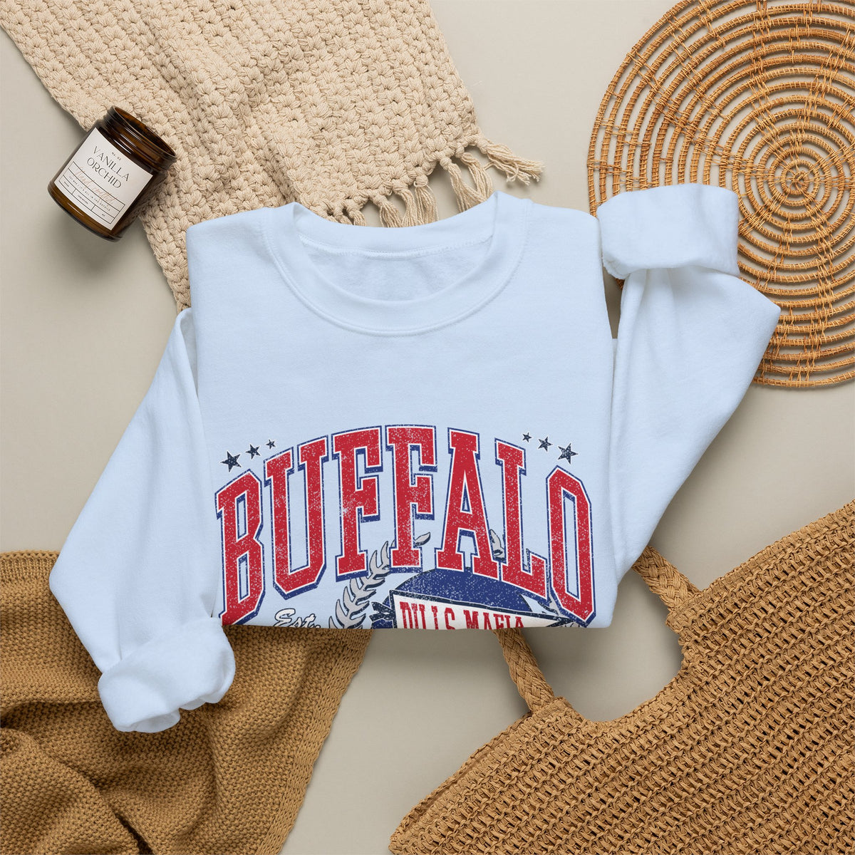 Buffalo Football Helmet Vintage Graphic Sweatshirt | 1960 Bills Logo I Gildan Crewneck Unisex