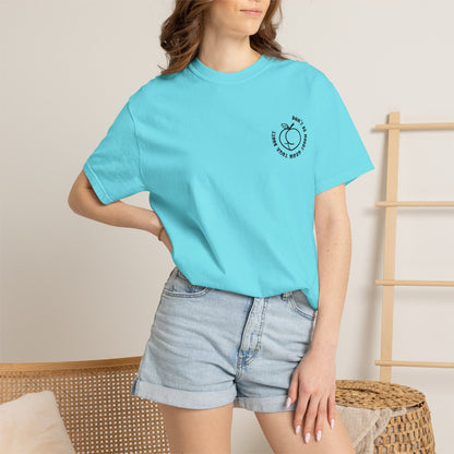 Don't Be Moody Grow Ya Booty T-Shirt | Funny Retro Script, Chest Peach Logo I