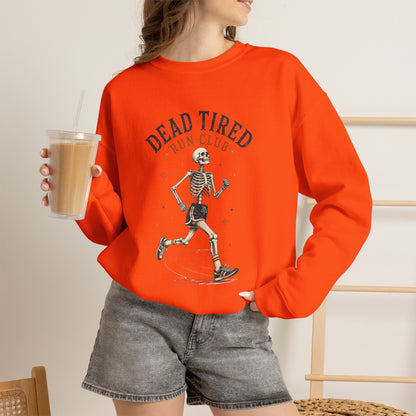 Dead Tired Run Club sweatshirt | Skeleton Runner Illustration I Gildan Crewneck