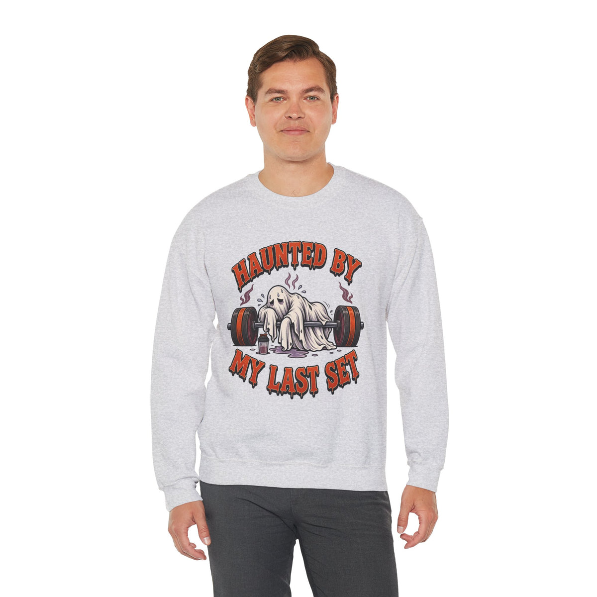Haunted By My Last Set Sweatshirt | Ghost Lifting Gym Fitness I Gildan Crewneck