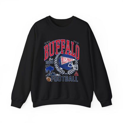 Buffalo Football Helmet Vintage Graphic Sweatshirt | 1960 Bills Logo I Gildan Crewneck Unisex