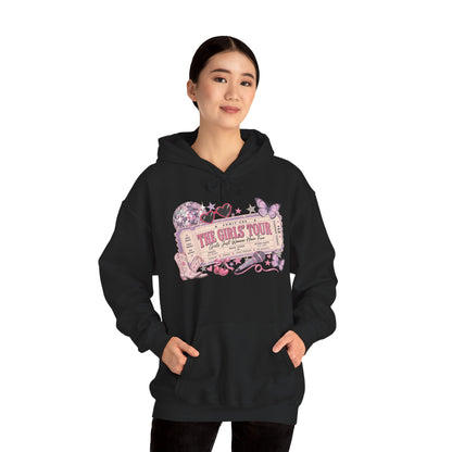 The Girls Just Wanna Have Fun Tour Ticket Graphic Hoodie | Butterfly Floral Ticket Sweatshirt