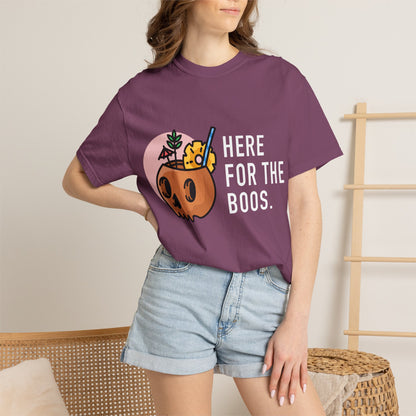 Halloween Pumpkin Graphic T-Shirt — "Here For The Boos"