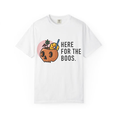 Halloween Pumpkin Graphic T-Shirt — "Here For The Boos"