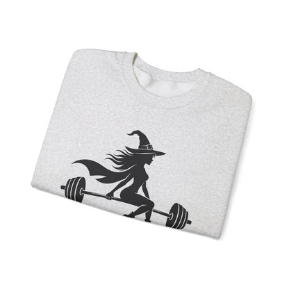 Witch Lifting Barbell Off to the Gym Sweatshirt | Halloween Fitness I Gildan