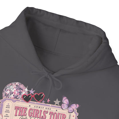 The Girls Just Wanna Have Fun Tour Ticket Graphic Hoodie | Butterfly Floral Ticket Sweatshirt
