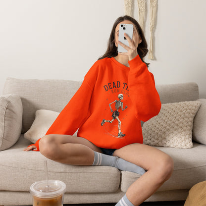 Dead Tired Run Club sweatshirt | Skeleton Runner Illustration I Gildan Crewneck