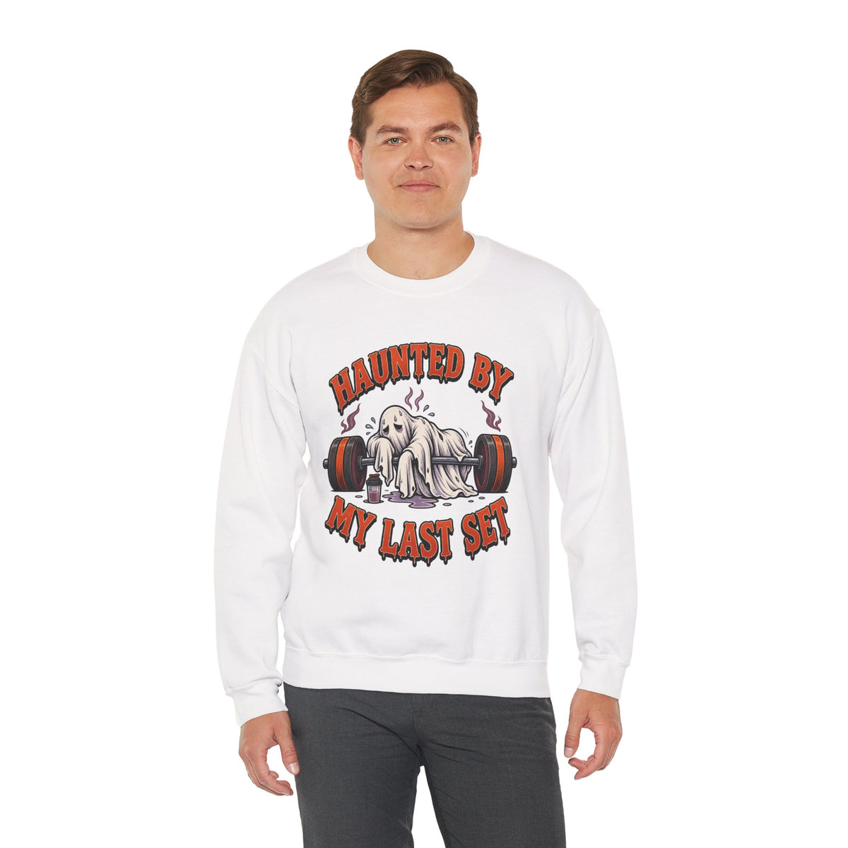 Haunted By My Last Set Sweatshirt | Ghost Lifting Gym Fitness I Gildan Crewneck