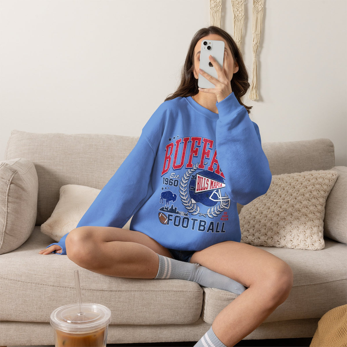 Buffalo Football Helmet Vintage Graphic Sweatshirt | 1960 Bills Logo I Gildan Crewneck Unisex