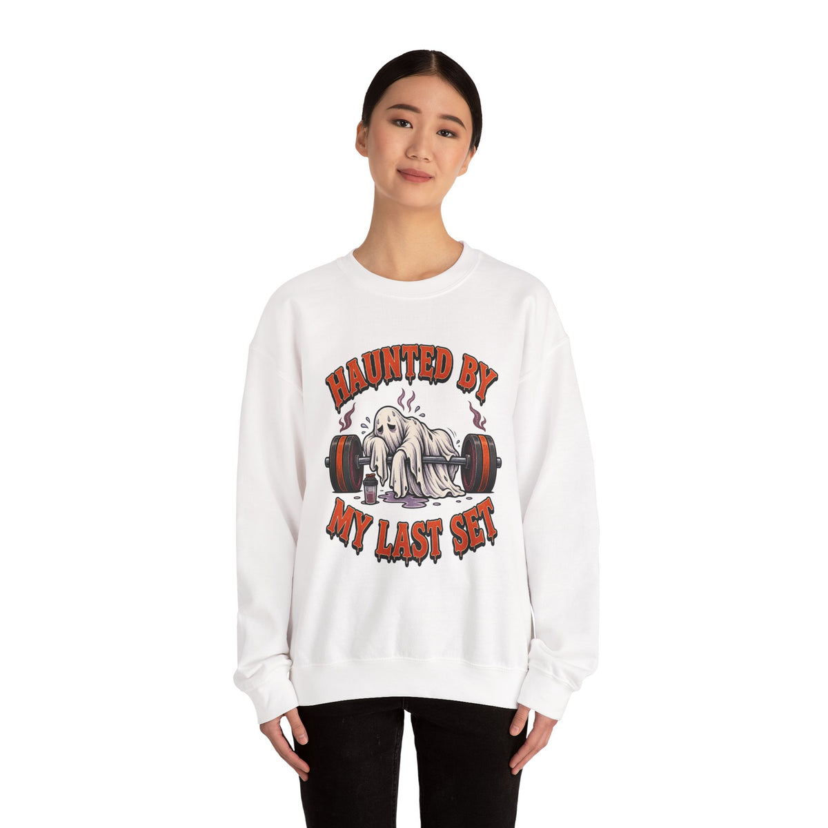 Haunted By My Last Set Sweatshirt | Ghost Lifting Gym Fitness I Gildan Crewneck