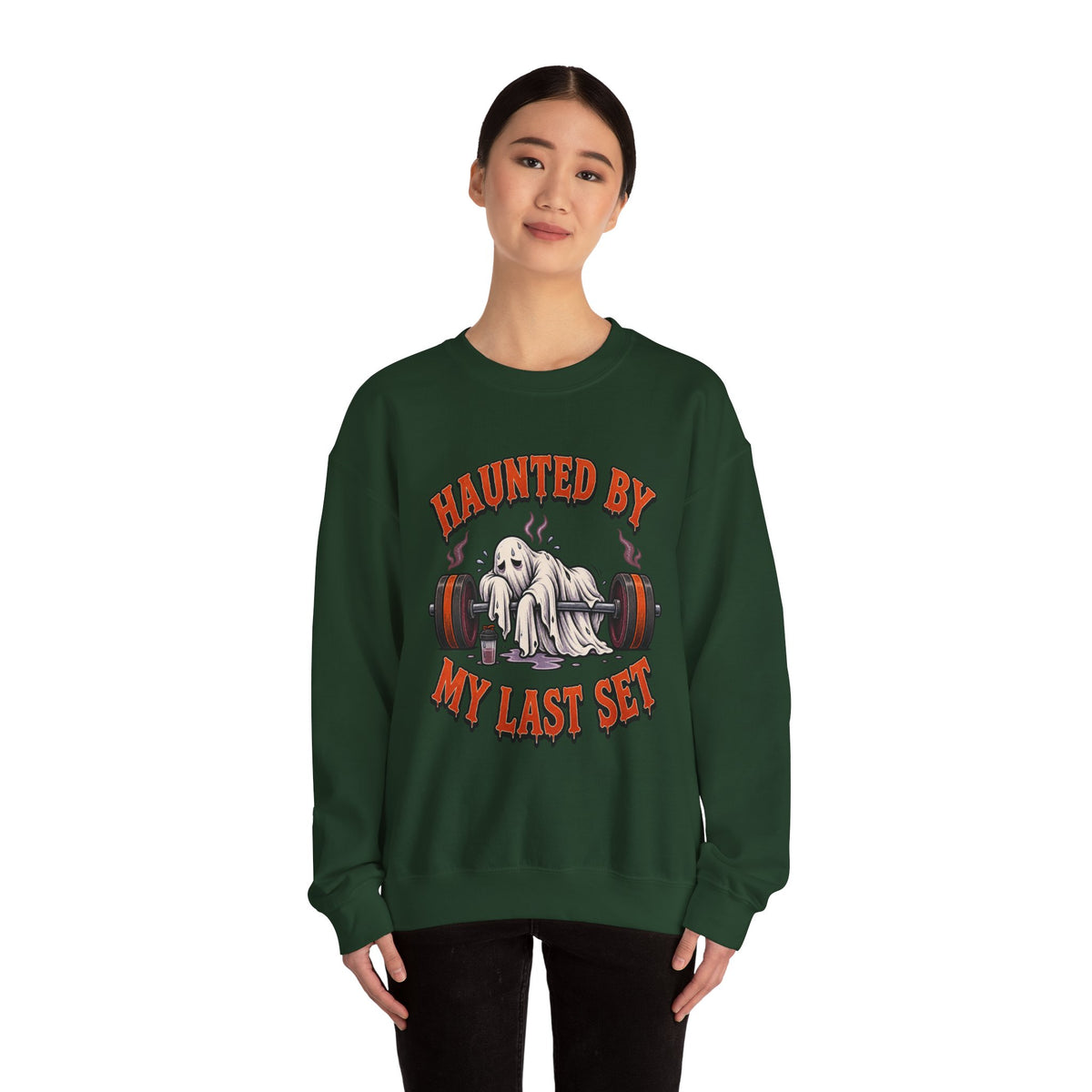 Haunted By My Last Set Sweatshirt | Ghost Lifting Gym Fitness I Gildan Crewneck