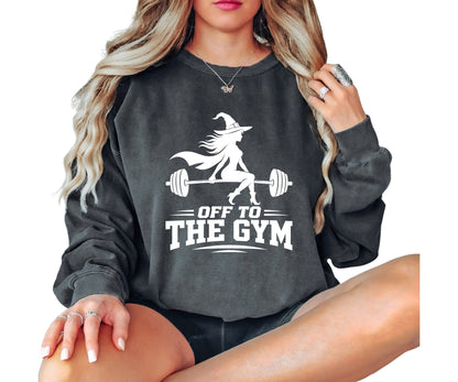 Off To The Gym Witch Vintage Crewneck Sweatshirt