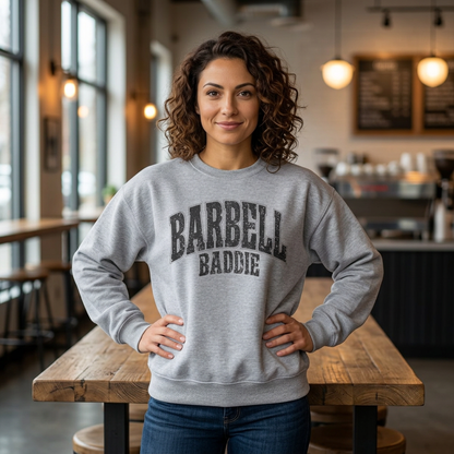 Barbell Baddie Sweatshirt | Gym Fitness Crewneck I Gildan Crewneck