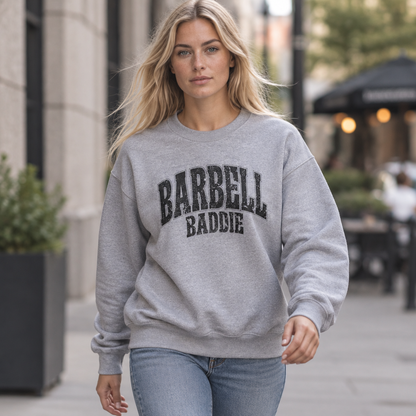 Barbell Baddie Sweatshirt | Gym Fitness Crewneck I Gildan Crewneck