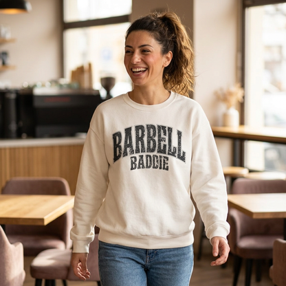 Barbell Baddie Sweatshirt | Gym Fitness Crewneck I Gildan Crewneck