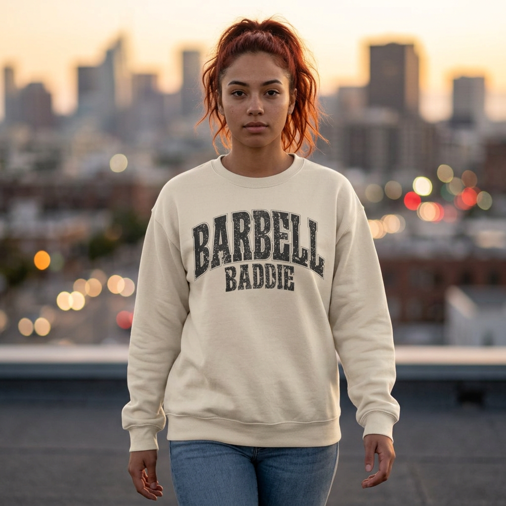 Barbell Baddie Sweatshirt | Gym Fitness Crewneck I Gildan Crewneck
