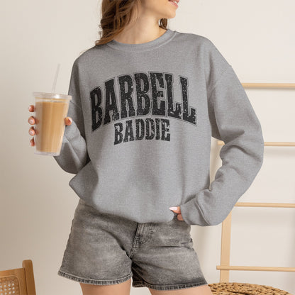Barbell Baddie Sweatshirt | Gym Fitness Crewneck I Gildan Crewneck