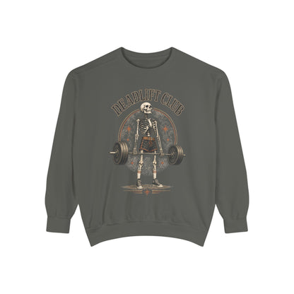 Deadlift Club Skeleton Illustration Sweatshirt | Weightlifting Gym Skull I Comfort Colors 1566