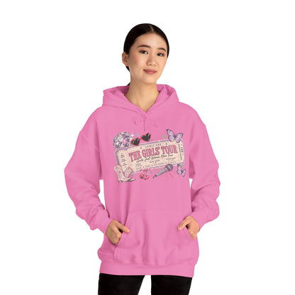 The Girls Just Wanna Have Fun Tour Ticket Graphic Hoodie | Butterfly Floral Ticket Sweatshirt