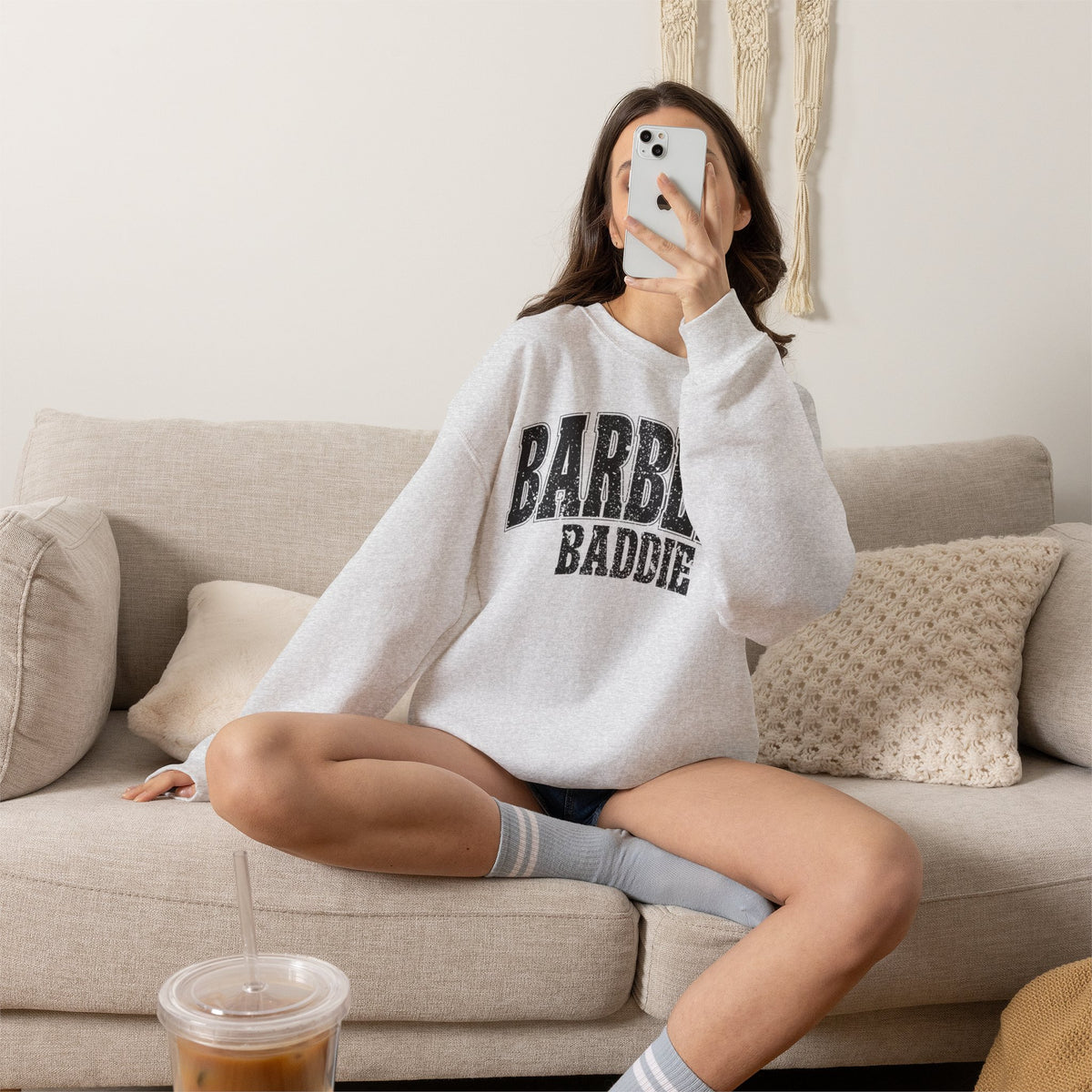 Barbell Baddie Sweatshirt | Gym Fitness Crewneck I Gildan Crewneck