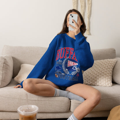 Buffalo Football Helmet Vintage Graphic Sweatshirt | 1960 Bills Logo I Gildan Crewneck Unisex