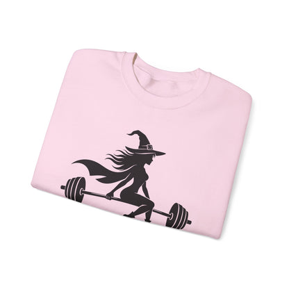 Witch Lifting Barbell Off to the Gym Sweatshirt | Halloween Fitness I Gildan