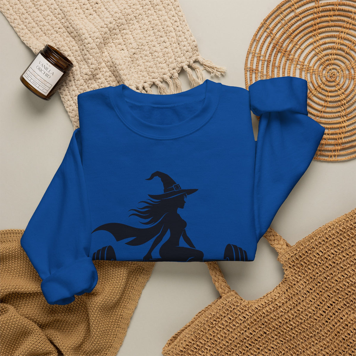 Witch Lifting Barbell Off to the Gym Sweatshirt | Halloween Fitness I Gildan