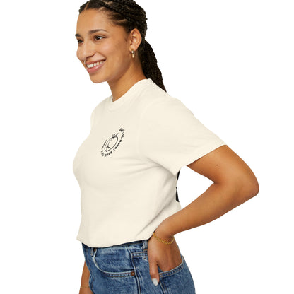 Don't Be Moody Grow Ya Booty T-Shirt | Funny Retro Script, Chest Peach Logo I
