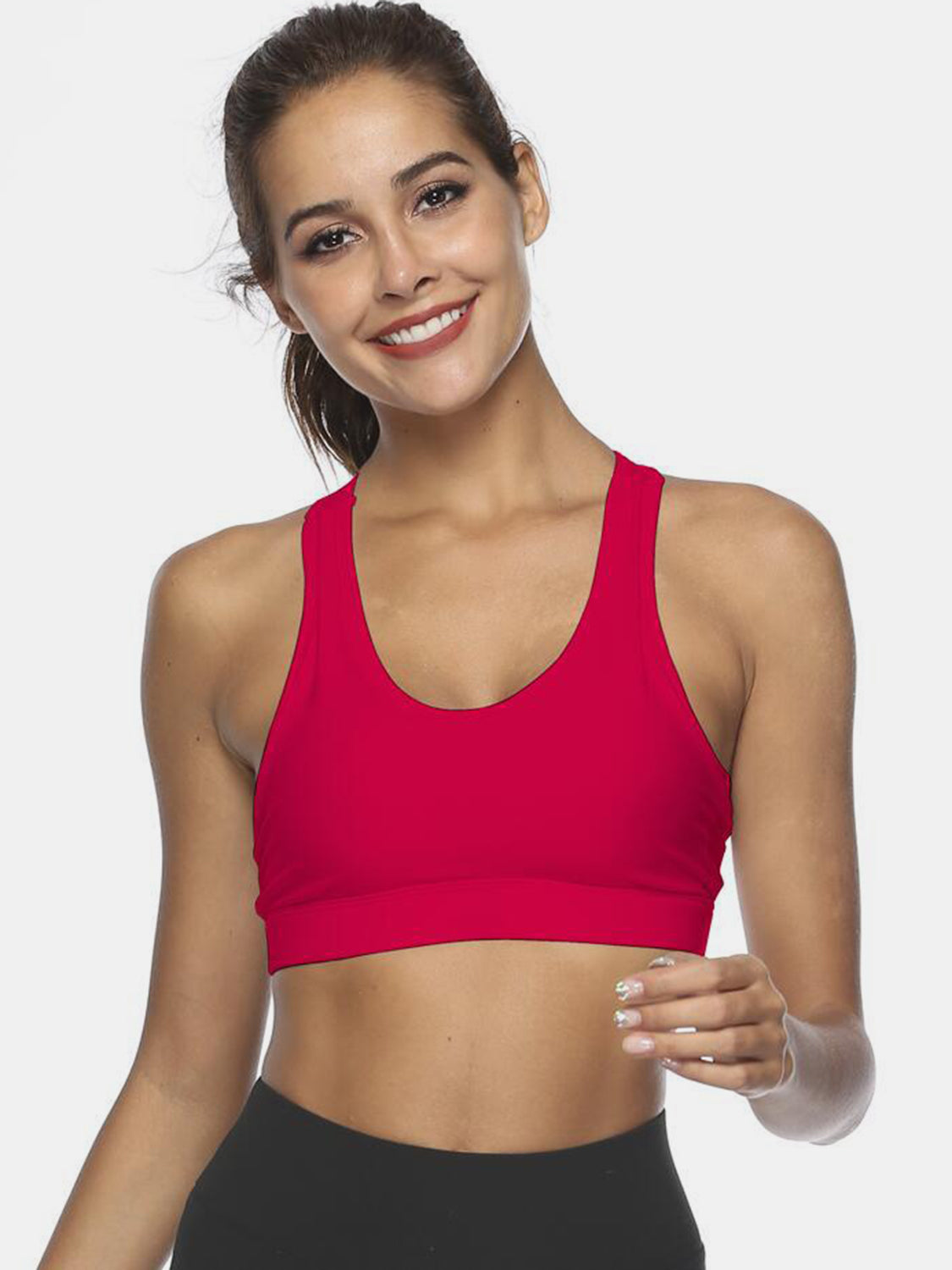 LE Cutout Scoop Neck Sports Bra