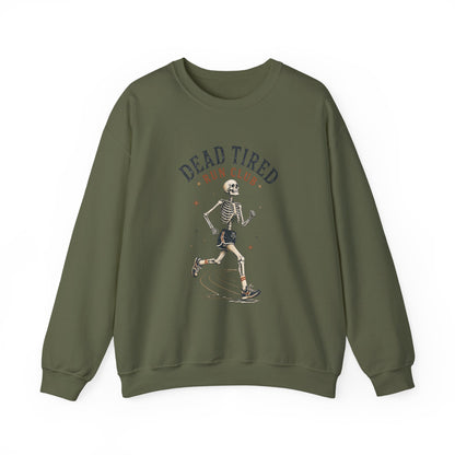 Dead Tired Run Club sweatshirt | Skeleton Runner Illustration I Gildan Crewneck