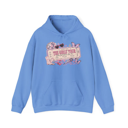 The Girls Just Wanna Have Fun Tour Ticket Graphic Hoodie | Butterfly Floral Ticket Sweatshirt