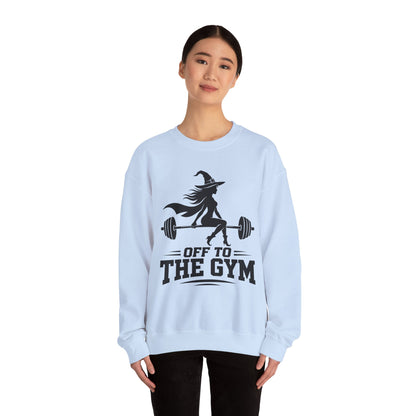 Witch Lifting Barbell Off to the Gym Sweatshirt | Halloween Fitness I Gildan