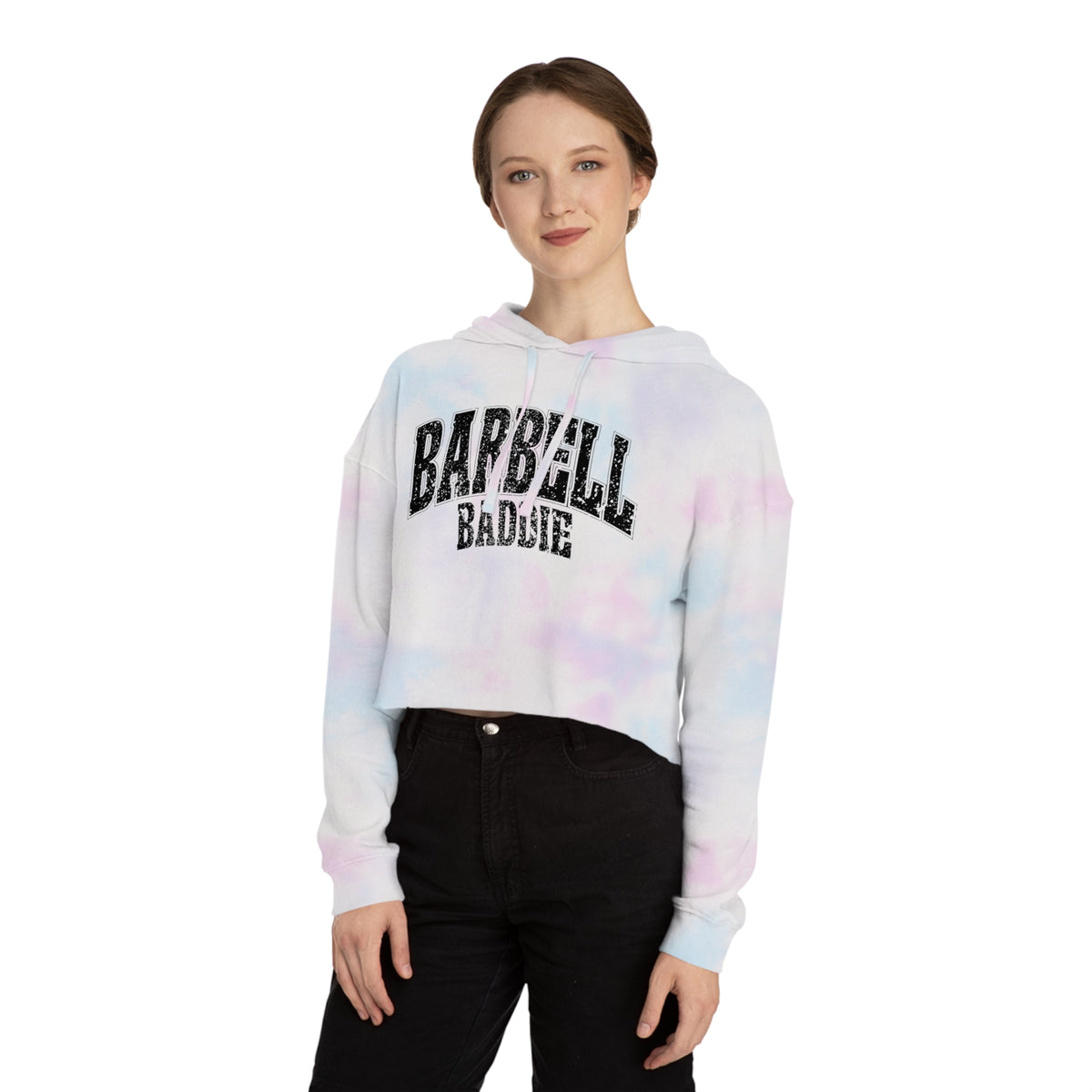 Barbell Baddie Cropped Hoodie | Fitness Gym Apparel I Independent Trading Company Crop Hoodie