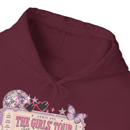 The Girls Just Wanna Have Fun Tour Ticket Graphic Hoodie | Butterfly Floral Ticket Sweatshirt