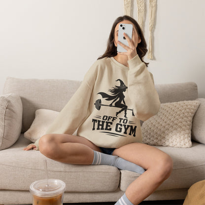 Witch Lifting Barbell Off to the Gym Sweatshirt | Halloween Fitness I Gildan
