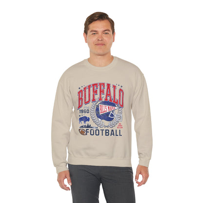 Buffalo Football Helmet Vintage Graphic Sweatshirt | 1960 Bills Logo I Gildan Crewneck Unisex