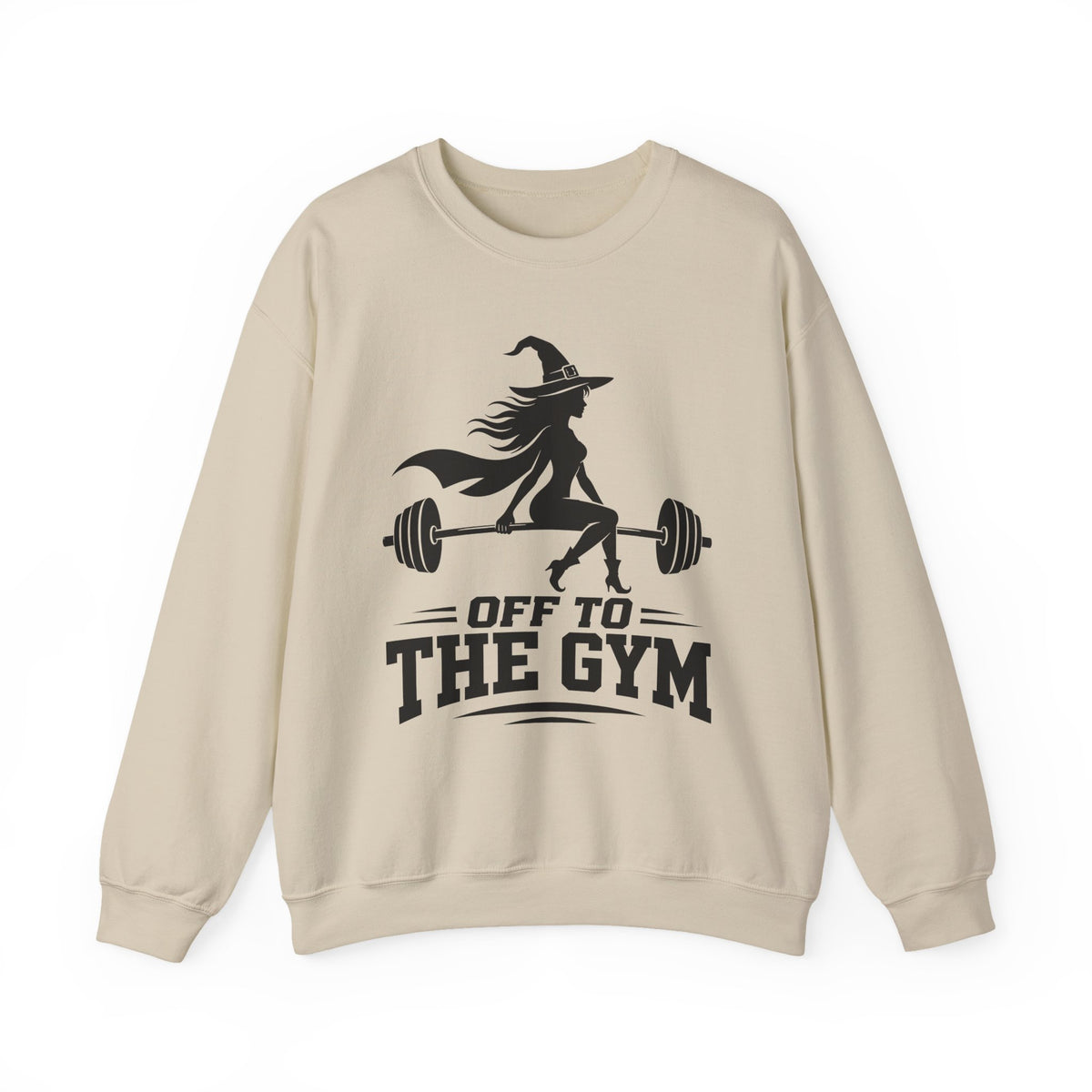 Witch Lifting Barbell Off to the Gym Sweatshirt | Halloween Fitness I Gildan
