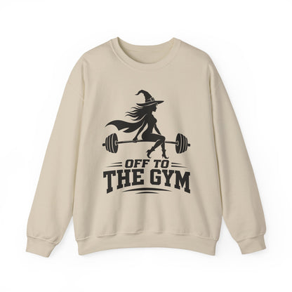 Witch Lifting Barbell Off to the Gym Sweatshirt | Halloween Fitness I Gildan