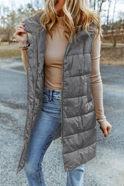 LE Longline Hooded Sleeveless Puffer Vest