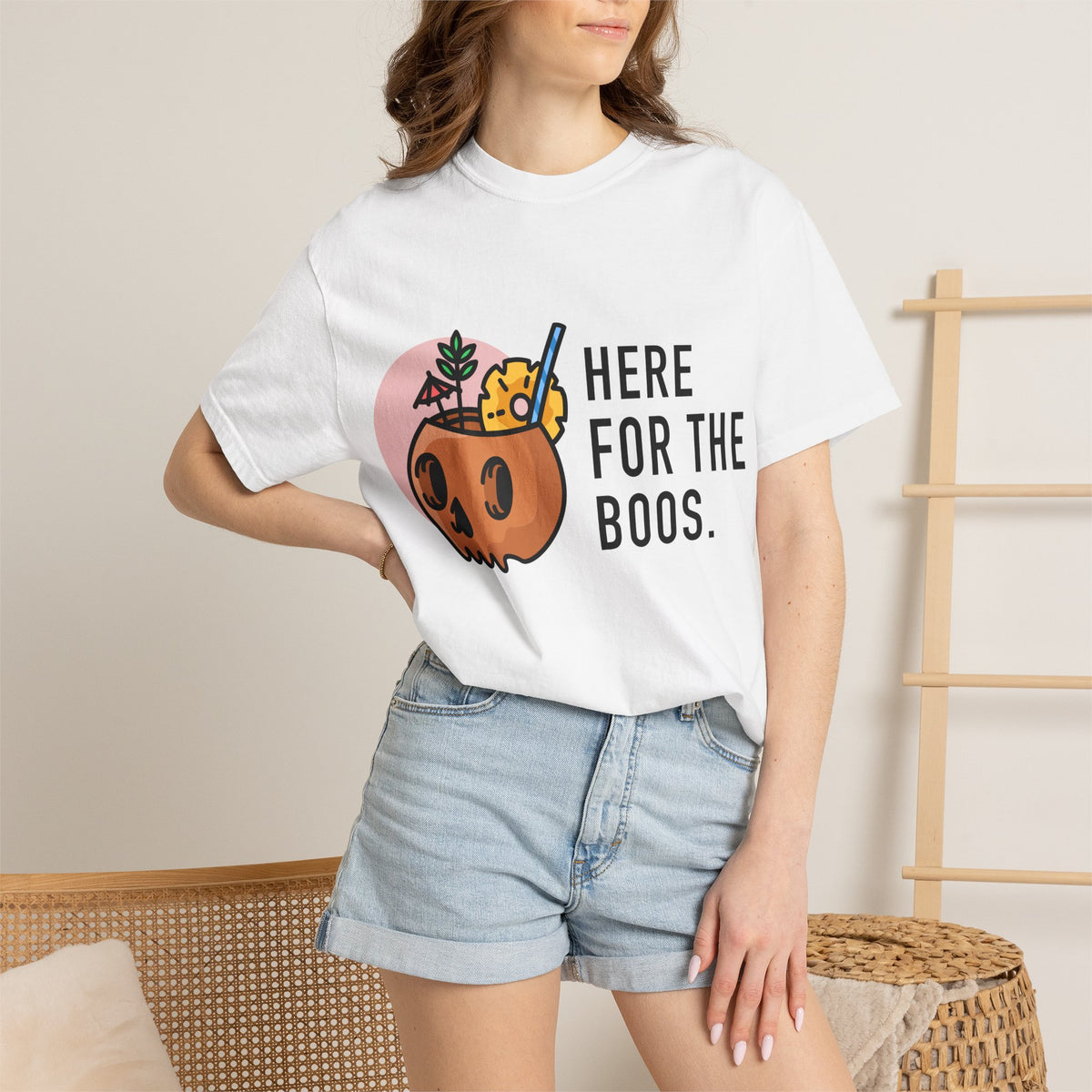 Halloween Pumpkin Graphic T-Shirt — "Here For The Boos"