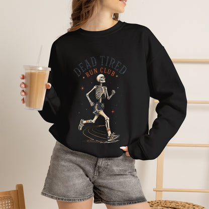 Dead Tired Run Club sweatshirt | Skeleton Runner Illustration I Gildan Crewneck