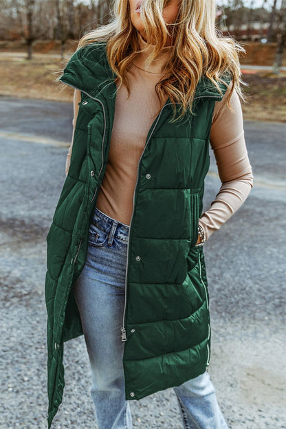 LE Longline Hooded Sleeveless Puffer Vest