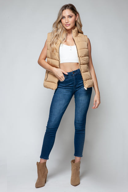 LE Zip Up Turtleneck Vest with Pockets