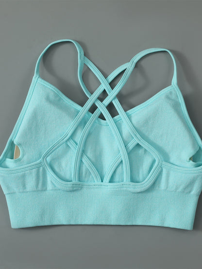 LE Yogi Vibes Crisscross Spaghetti Strap Bra