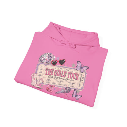 The Girls Just Wanna Have Fun Tour Ticket Graphic Hoodie | Butterfly Floral Ticket Sweatshirt
