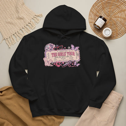 The Girls Just Wanna Have Fun Tour Ticket Graphic Hoodie | Butterfly Floral Ticket Sweatshirt