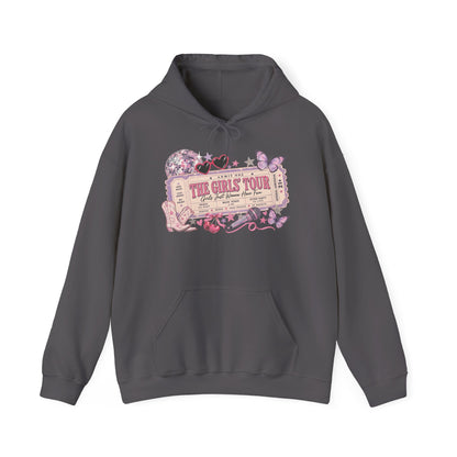 The Girls Just Wanna Have Fun Tour Ticket Graphic Hoodie | Butterfly Floral Ticket Sweatshirt