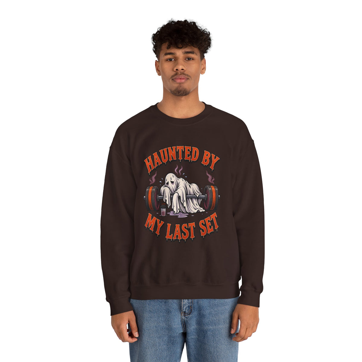 Haunted By My Last Set Sweatshirt | Ghost Lifting Gym Fitness I Gildan Crewneck