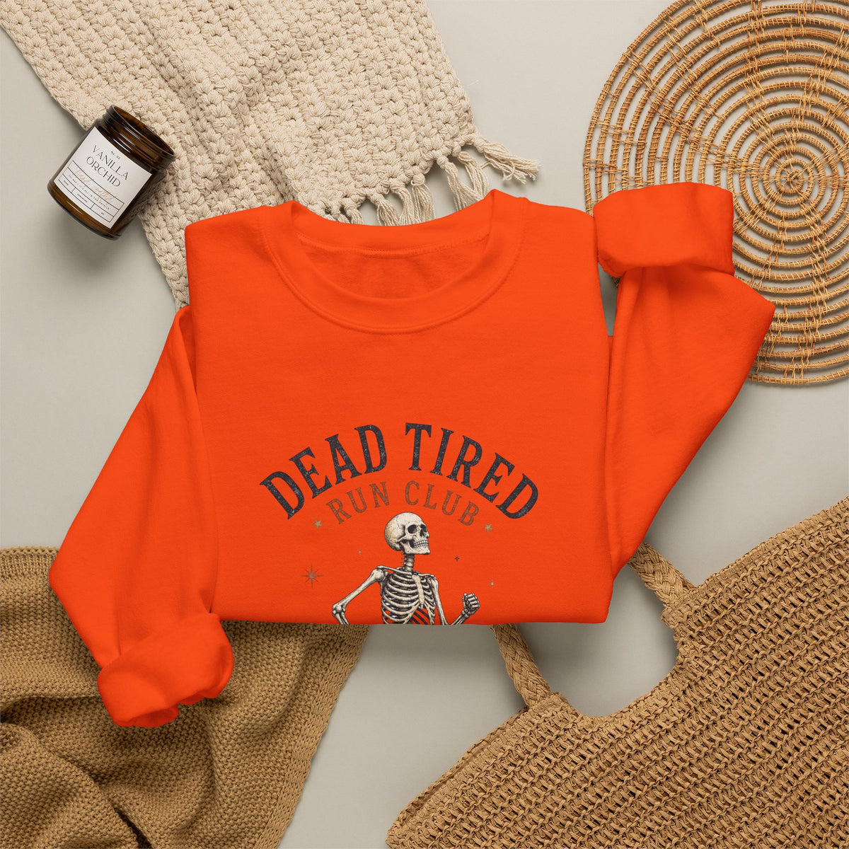 Dead Tired Run Club sweatshirt | Skeleton Runner Illustration I Gildan Crewneck