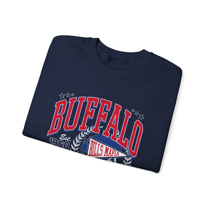 Buffalo Football Helmet Vintage Graphic Sweatshirt | 1960 Bills Logo I Gildan Crewneck Unisex